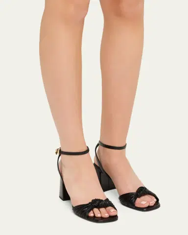 Prada 65mm Knotted Leather Block-Heel Sandals | Thumbnail 2