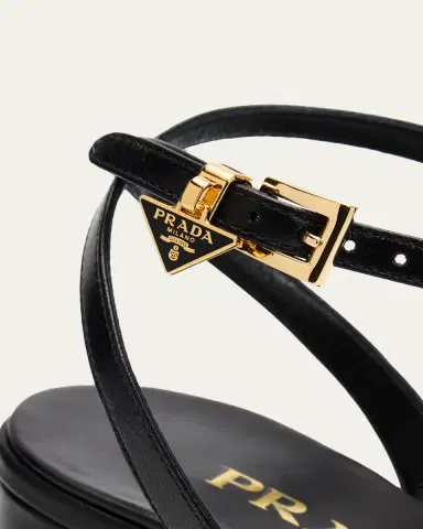 Prada 65mm Knotted Leather Block-Heel Sandals | Thumbnail 5