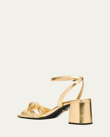 Prada 65mm Knotted Metallic Leather Sandals | Thumbnail 4
