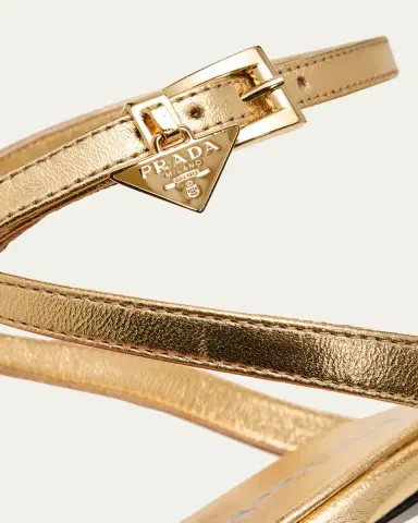 Prada 65mm Knotted Metallic Leather Sandals | Thumbnail 5
