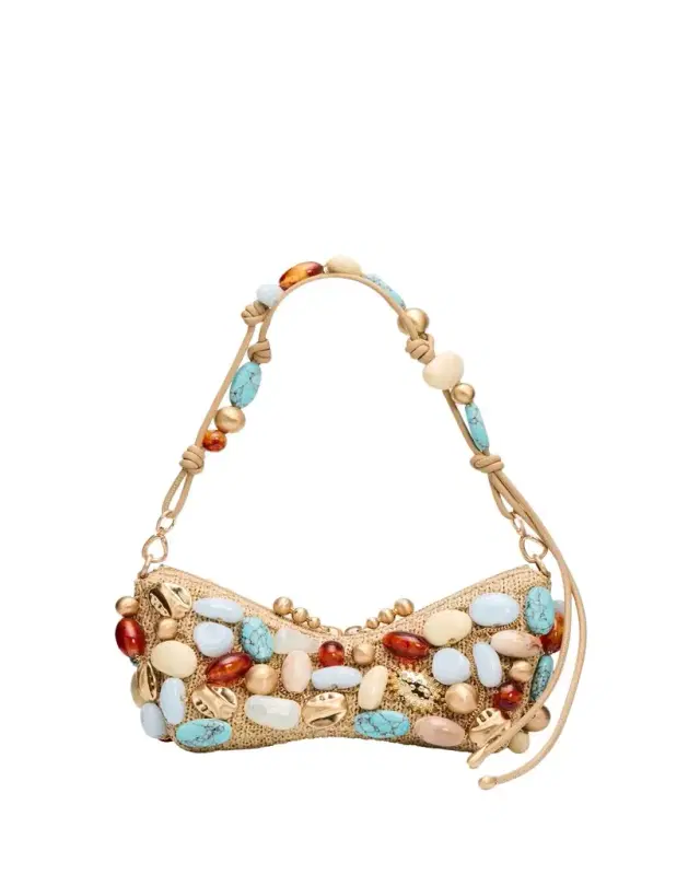 Cult Gaia Mercier Embellished Raffia Butterfly Shoulder Bag