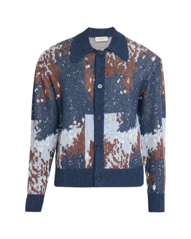OFFICINE GÉNÉRALE Men's Multicolor Linen Blend Abstract Cardigan | Thumbnail 1