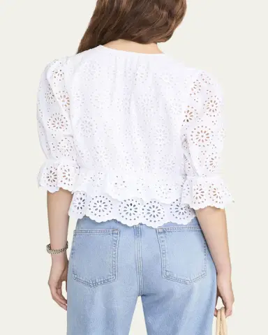 FRAME The Solstice Eyelet Blouse | Thumbnail 3