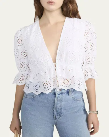 FRAME The Solstice Eyelet Blouse | Thumbnail 4