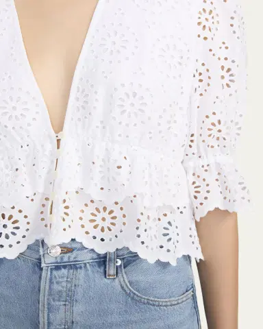 FRAME The Solstice Eyelet Blouse | Thumbnail 5