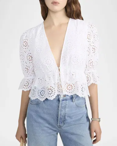 FRAME The Solstice Eyelet Blouse | Thumbnail 8