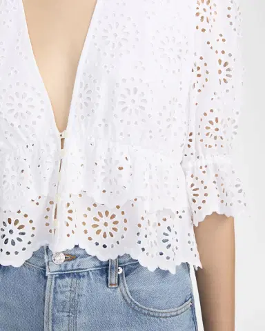 FRAME The Solstice Eyelet Blouse | Thumbnail 9