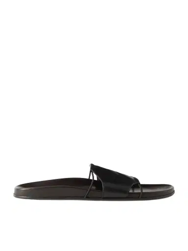 The Row Vivienne Leather Slides | Thumbnail 1 The Row Vivienne Leather Slides | Thumbnail 1