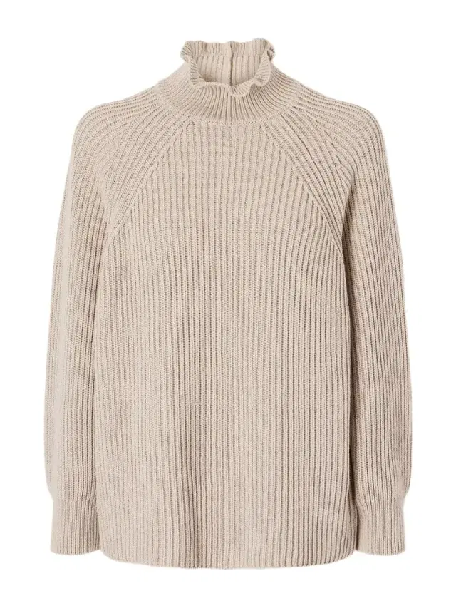 Camino Ruffled Ribbed-knit Cotton Sweater