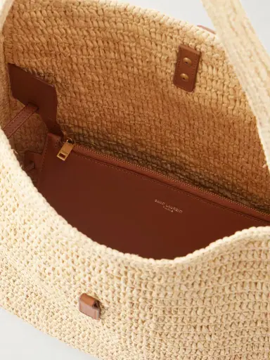 Saint Laurent Le 5 À 7 Leather-trimmed Raffia Shoulder Bag | Thumbnail 6 Saint Laurent Le 5 À 7 Leather-trimmed Raffia Shoulder Bag | Thumbnail 6