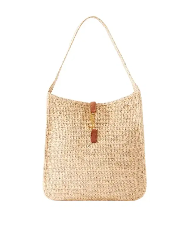 Le 5 À 7 Leather-trimmed Raffia Shoulder Bag