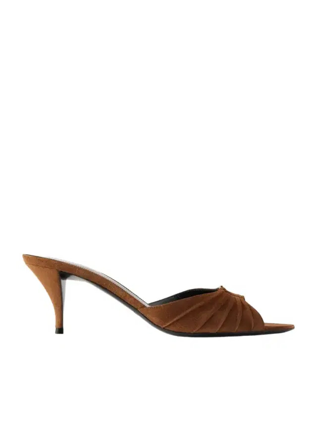 Babylone Embellished Gathered Suede Mules