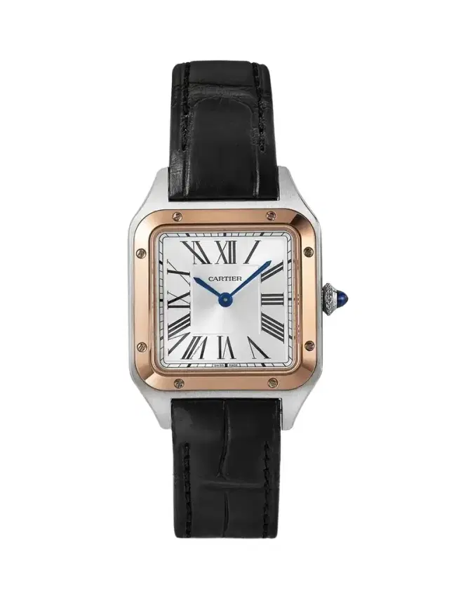 Santos-dumont 38mm Small Stainless Steel, 18-karat Rose Gold And Alligator Watch
