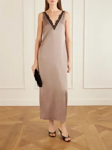 Stella McCartney Lace-trimmed Satin Midi Dress | Thumbnail 2