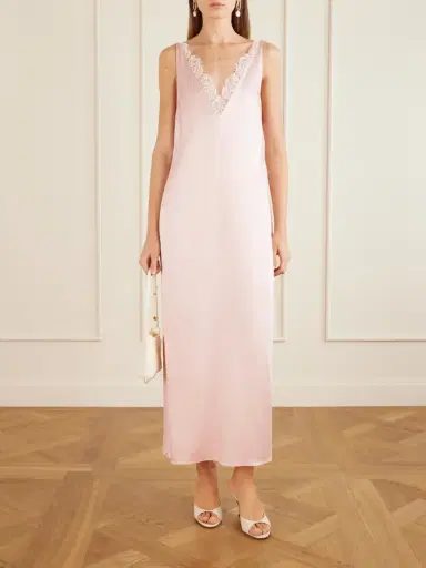 Stella McCartney Lace-trimmed Satin Midi Dress | Thumbnail 2
