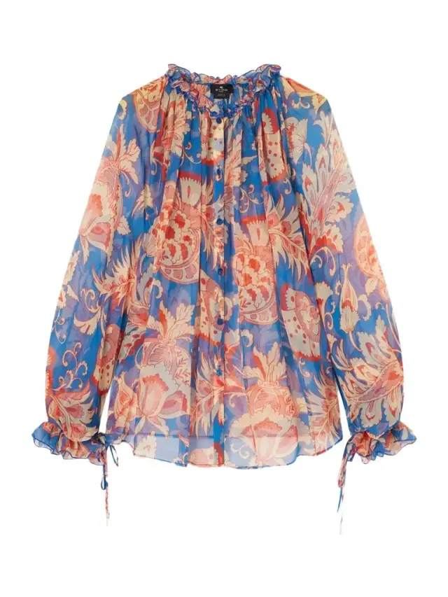 Floral-print Silk-chiffon Peplum Blouse