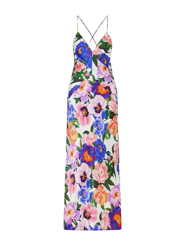Olive Floral-print Satin-crepe Maxi Dress