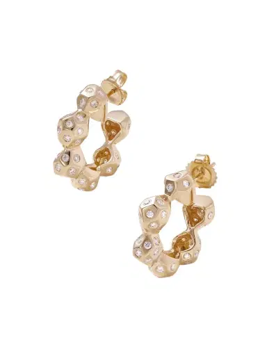 Marlo Laz La Roca 14-karat Gold Diamond Hoop Earrings | Thumbnail 1 Marlo Laz La Roca 14-karat Gold Diamond Hoop Earrings | Thumbnail 1