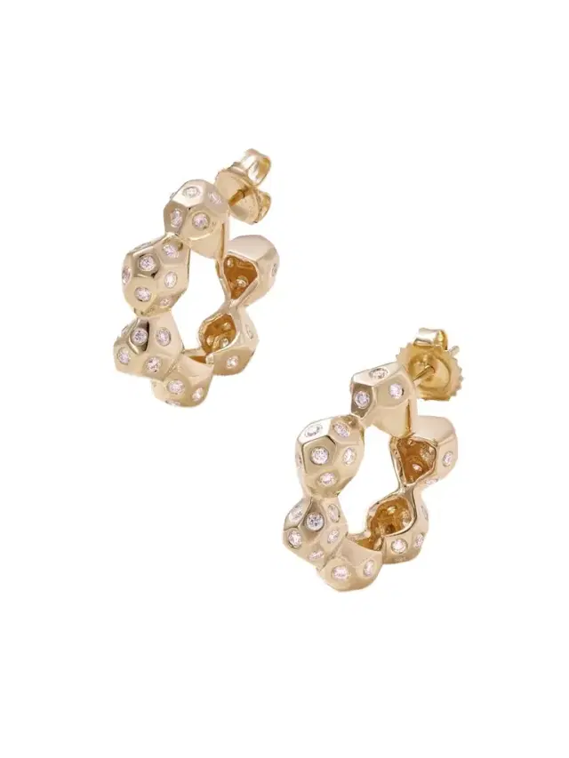 Marlo Laz La Roca 14-karat Gold Diamond Hoop Earrings