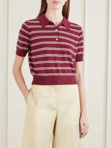 Arch4 Octavia Cropped Striped Cashmere Polo Shirt | Thumbnail 3 Arch4 Octavia Cropped Striped Cashmere Polo Shirt | Thumbnail 3