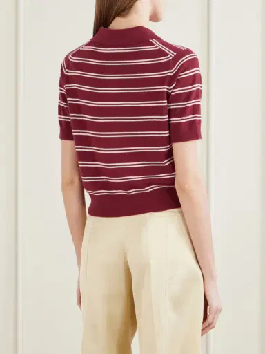 Arch4 Octavia Cropped Striped Cashmere Polo Shirt | Thumbnail 4 Arch4 Octavia Cropped Striped Cashmere Polo Shirt | Thumbnail 4