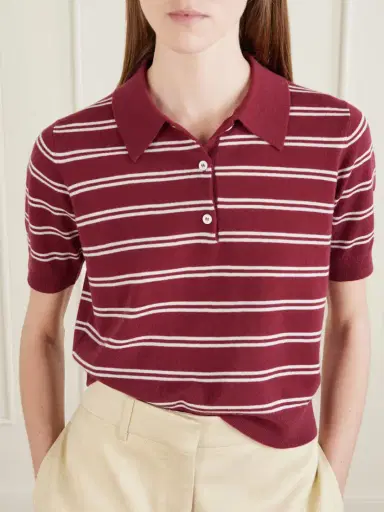 Arch4 Octavia Cropped Striped Cashmere Polo Shirt | Thumbnail 5 Arch4 Octavia Cropped Striped Cashmere Polo Shirt | Thumbnail 5