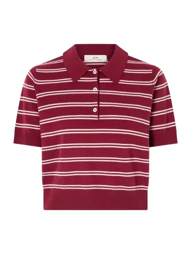 Arch4 Octavia Cropped Striped Cashmere Polo Shirt | Thumbnail 1 Arch4 Octavia Cropped Striped Cashmere Polo Shirt | Thumbnail 1