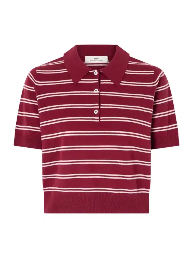 Arch4 Octavia Cropped Striped Cashmere Polo Shirt