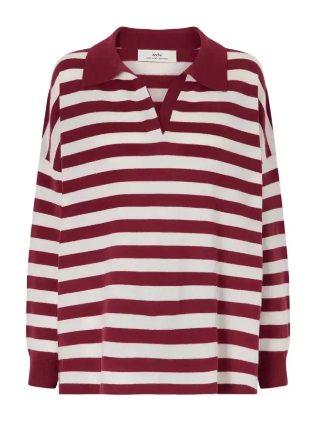 Arch4 Victoria Striped Cashmere Polo Shirt