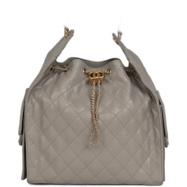 Chanel Chanel Medium 25 Hobo Bag Dark Grey Caviar Antique Gold Hardware