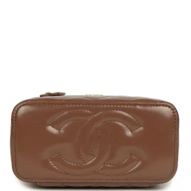 Chanel Chanel Small Tortoiseshell Top Handle Vanity Case Brown Shiny Lambskin Light Gold Hardware | Thumbnail 6
