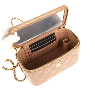 Chanel Chanel Small Tortoiseshell Top Handle Vanity Case Brown Shiny Lambskin Light Gold Hardware | Thumbnail 7