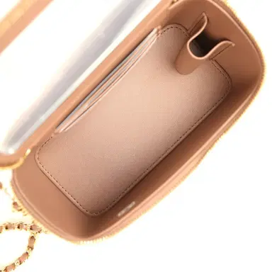 Chanel Chanel Small Tortoiseshell Top Handle Vanity Case Brown Shiny Lambskin Light Gold Hardware | Thumbnail 8