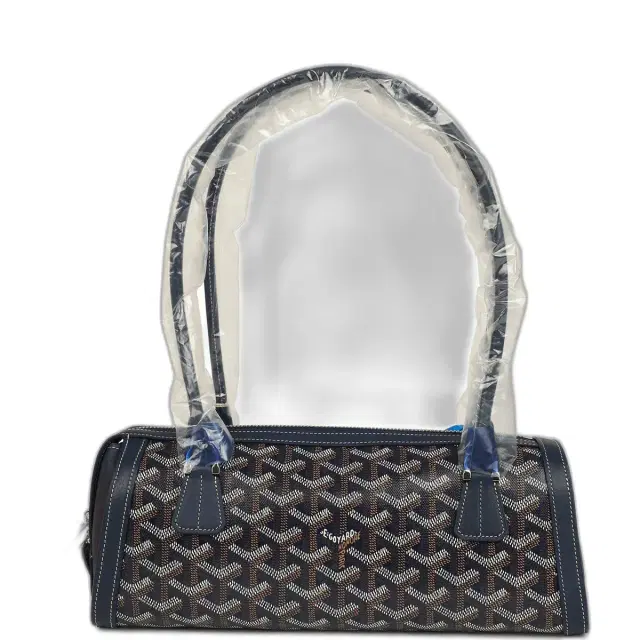 goyard Goyard Goyardine Canvas Bonbonnière Bag Navy Blue Chevroches Calfskin Palladium Hardware