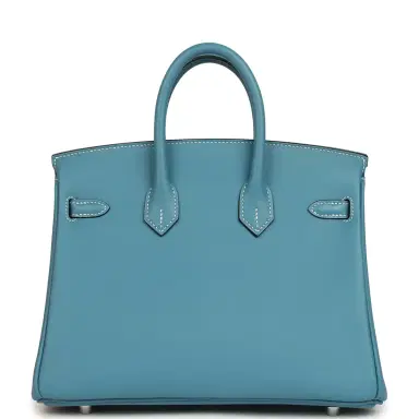 HERMÈS Hermes Birkin 25 Blue Jean Swift Palladium Hardware | Thumbnail 4 HERMÈS Hermes Birkin 25 Blue Jean Swift Palladium Hardware | Thumbnail 4