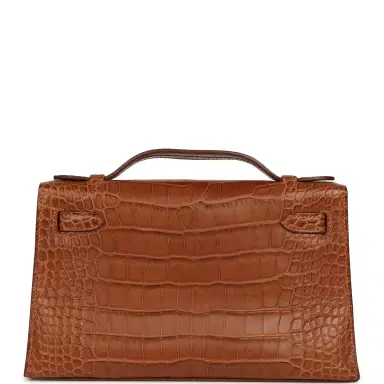 HERMÈS Hermes Kelly Pochette Gold Matte Alligator Gold Hardware | Thumbnail 4 HERMÈS Hermes Kelly Pochette Gold Matte Alligator Gold Hardware | Thumbnail 4