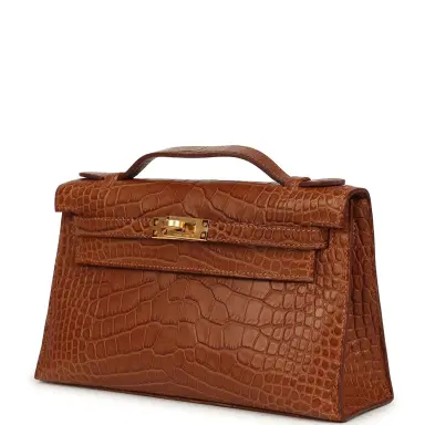 HERMÈS Hermes Kelly Pochette Gold Matte Alligator Gold Hardware | Thumbnail 5 HERMÈS Hermes Kelly Pochette Gold Matte Alligator Gold Hardware | Thumbnail 5