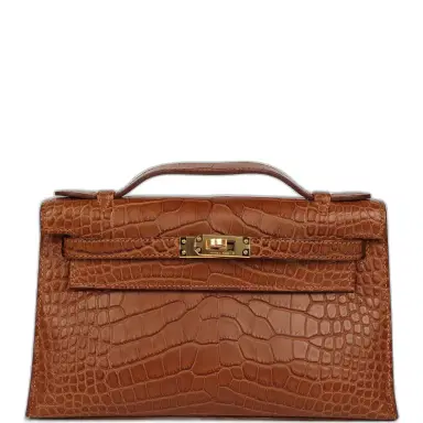HERMÈS Hermes Kelly Pochette Gold Matte Alligator Gold Hardware | Thumbnail 1 HERMÈS Hermes Kelly Pochette Gold Matte Alligator Gold Hardware | Thumbnail 1
