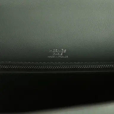 HERMÈS Hermes Kelly Sellier 25 Vert Mangrove and Ecru & Vert Amande Toile H Canvas Palladium Hardware | Thumbnail 7