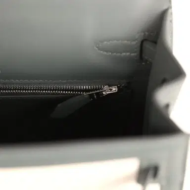 HERMÈS Hermes Kelly Sellier 25 Vert Mangrove and Ecru & Vert Amande Toile H Canvas Palladium Hardware | Thumbnail 8