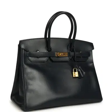 HERMÈS Pre-owned Hermes Birkin 35 Bleu Navy Box Gold Hardware | Thumbnail 2