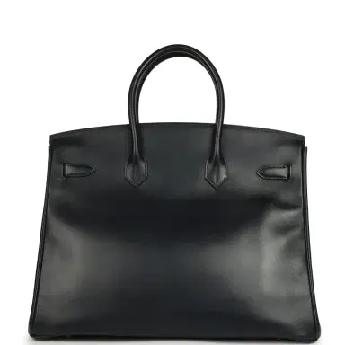 HERMÈS Pre-owned Hermes Birkin 35 Bleu Navy Box Gold Hardware | Thumbnail 4