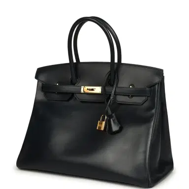 HERMÈS Pre-owned Hermes Birkin 35 Bleu Navy Box Gold Hardware | Thumbnail 5