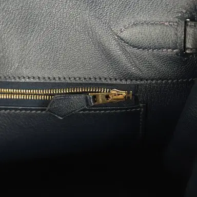 HERMÈS Pre-owned Hermes Birkin 35 Bleu Navy Box Gold Hardware | Thumbnail 9