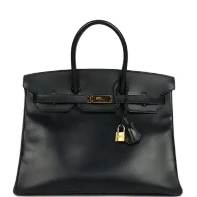 HERMÈS Pre-owned Hermes Birkin 35 Bleu Navy Box Gold Hardware | Thumbnail 1