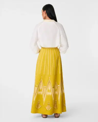 Emporio Sirenuse Camille Skirt with Papyrus Embroidery | Thumbnail 3 Emporio Sirenuse Camille Skirt with Papyrus Embroidery | Thumbnail 3