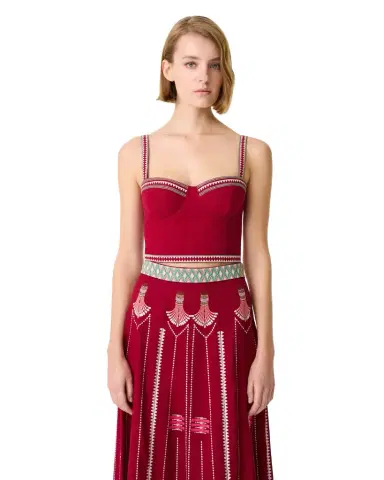 Emporio Sirenuse Elettra Top with Ballerina Embroidery | Thumbnail 1 Emporio Sirenuse Elettra Top with Ballerina Embroidery | Thumbnail 1