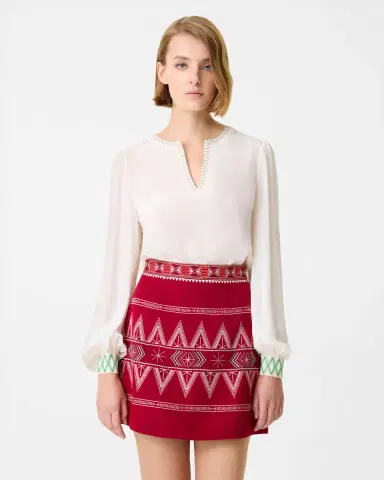 Emporio Sirenuse Giuliana Skirt with Ballerina Embroidery | Thumbnail 7 Emporio Sirenuse Giuliana Skirt with Ballerina Embroidery | Thumbnail 7