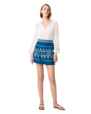 Emporio Sirenuse Giuliana Skirt with Ballerina Embroidery | Thumbnail 1 Emporio Sirenuse Giuliana Skirt with Ballerina Embroidery | Thumbnail 1