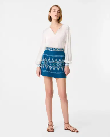 Emporio Sirenuse Giuliana Skirt with Ballerina Embroidery | Thumbnail 7 Emporio Sirenuse Giuliana Skirt with Ballerina Embroidery | Thumbnail 7